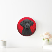 Grillige Zwarte Hond Ronde Klok (Huis)