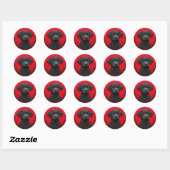 Grillige Zwarte Hond Ronde Sticker (Vel)