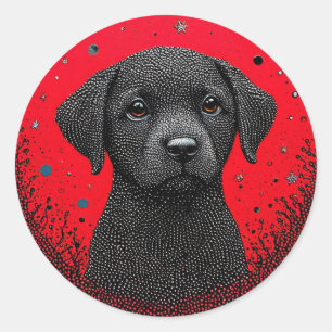 Grillige Zwarte Hond Ronde Sticker
