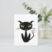 Grillige Zwarte Kat Briefkaart (Staand voorkant)