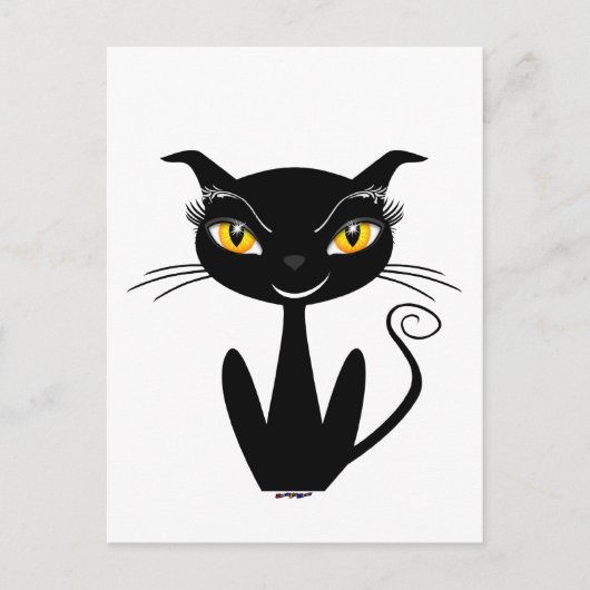 Grillige Zwarte Kat Briefkaart (Voorkant)