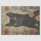grillige zwarte kat decoupage tissuepapier (Voorkant)