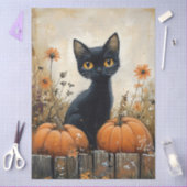 Grillige zwarte kat en pompoenen decoupage tissuepapier (Craft)