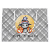 Grillige Zwarte Kat Gelukkig Halloween Groot Cadeauzakje (Voorkant)