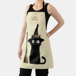 Grillige Zwarte Kat Gelukkig Halloween Schort
