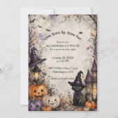 Grillige Zwarte Kat Halloween Feest Uitnodiging (Voorkant)
