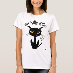Grillige Zwarte Kat Hier Kitty, Kitty! T-shirt
