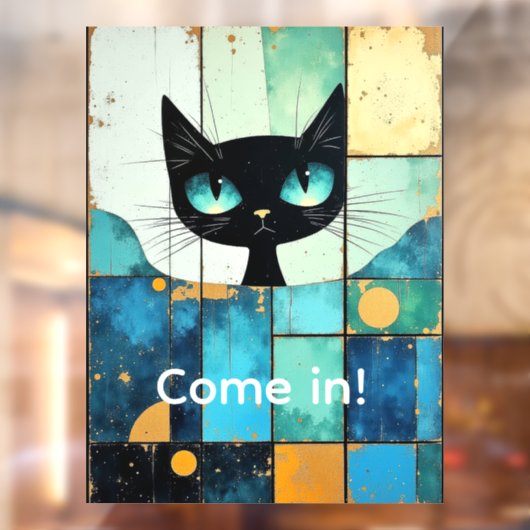  grillige zwarte kat raamsticker (Vel 2)