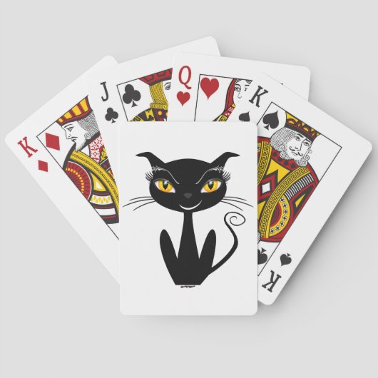 Grillige Zwarte Kat Speelkaarten (Achterkant)