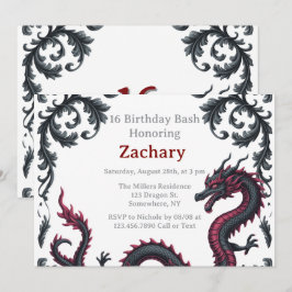 Grillige Zwarte Rode Draak Damast Zoete 16 Bash Kaart