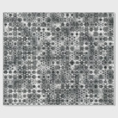 Grillige Zwarte Witte Sneeuwvlok Abstract Patroon Cadeaupapier (Vlak)