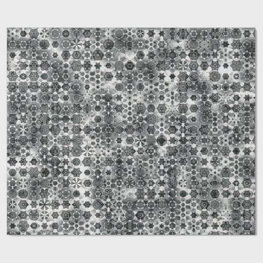 Grillige Zwarte Witte Sneeuwvlok Abstract Patroon Cadeaupapier (Vlak)