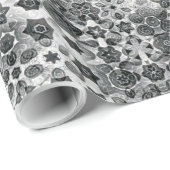 Grillige Zwarte Witte Sneeuwvlok Abstract Patroon Cadeaupapier (Rol Hoek)