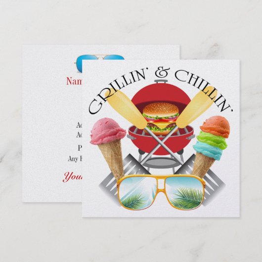 Grillin' and Chillin' Invitation Kaart (Voorkant / Achterkant)