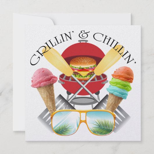 Grillin' and Chillin' Invitation Kaart (Voorkant)