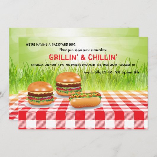 Grillin' and Chillin' Invitation Kaart (Voorkant / Achterkant)