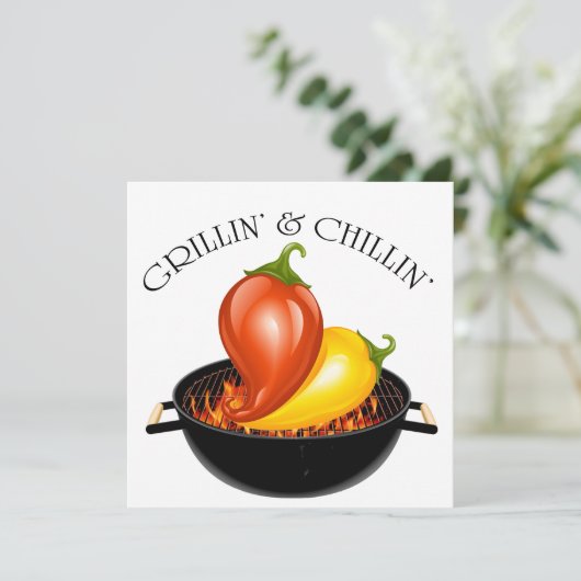 Grillin' and Chillin' Invitation Kaart (Staand voorkant)