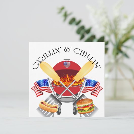 Grillin' and Chillin' Invitation Kaart (Staand voorkant)