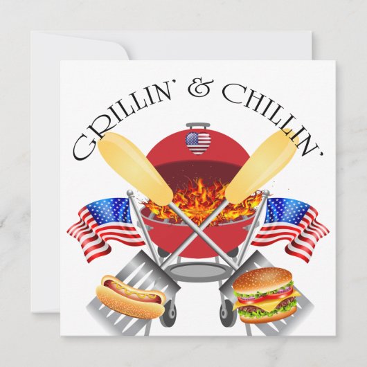 Grillin' and Chillin' Invitation Kaart (Voorkant)