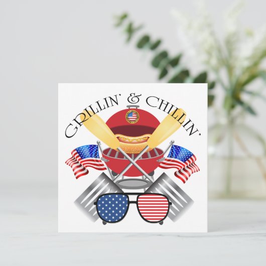 Grillin' and Chillin' Patriotic Cookout uitnodigin Kaart (Staand voorkant)