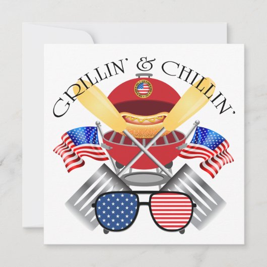 Grillin' and Chillin' Patriotic Cookout uitnodigin Kaart (Voorkant)
