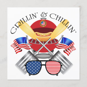Grillin' and Chillin' Patriotic Cookout uitnodigin Kaart
