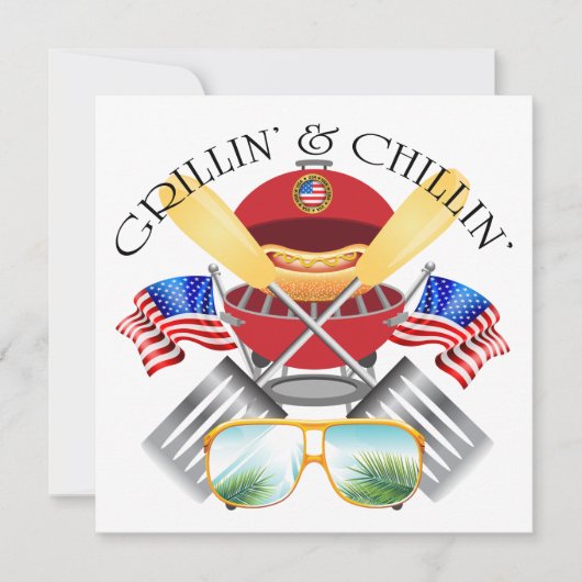 Grillin' and Chillin' Patriotic Cookout uitnodigin Kaart (Voorkant)