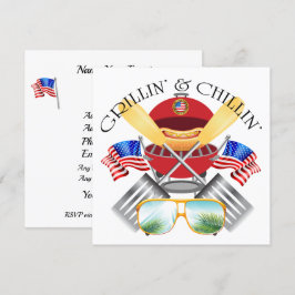 Grillin' and Chillin' Patriotic Cookout uitnodigin Kaart