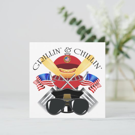 Grillin' and Chillin' Patriotic Cookout uitnodigin Kaart (Staand voorkant)