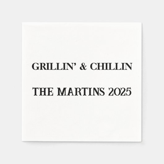 Grillin & Chillin Aangepaste servetten – BBQ Party (Voorkant)