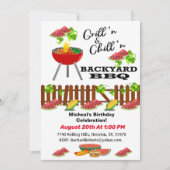 Grillin & Chillin Backyard BBQ Birthday Invitation Kaart (Voorkant)