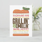 Grillin Chillin BBQ Uitnodiging, Burger Barbecue Kaart (Staand voorkant)