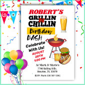 Grillin Chillin Birthday Bash Barbecue Invitation Kaart