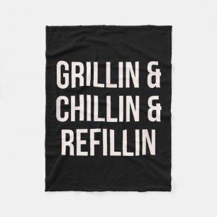 Grillin Chillin en Refillin Dad BBQ Cook Grappig Fleece Deken
