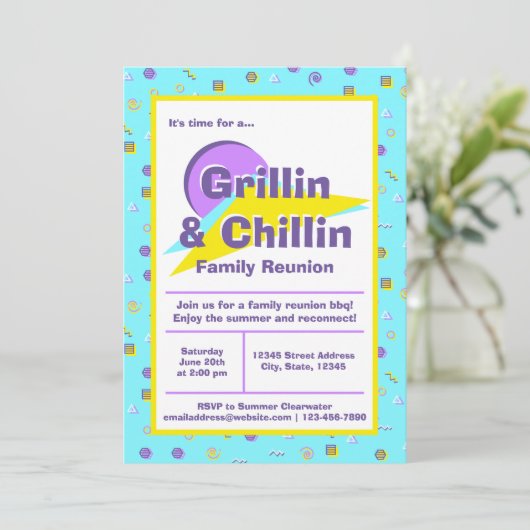 Grillin & Chillin Family Reunion BBQ Cookout Kaart (Staand voorkant)
