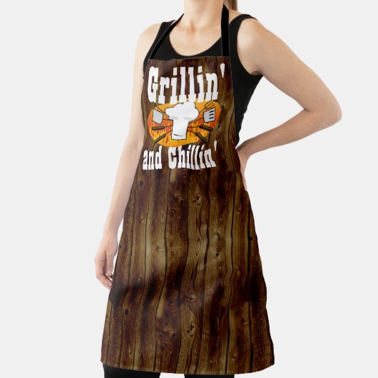 Grillin Chillin Funny Mannen BBQ Koking Chef Schor Schort (Insitu)