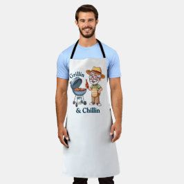 Grillin’ & Chillin’ – Grappig BBQ-ontwerp voor pap Schort