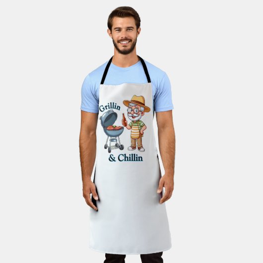 Grillin’ & Chillin’ – Grappig BBQ-ontwerp voor pap Schort (Gedragen)