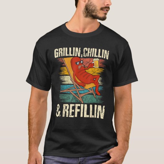 Grillin Chillin Refillin Grill Master Dad Beer Gif T-shirt (Voorkant)