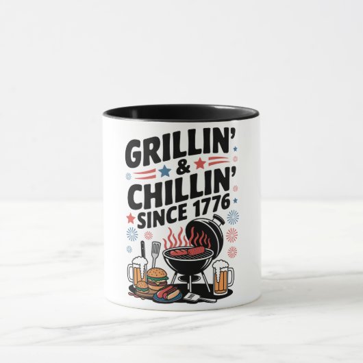 "Grillin' & Chillin' Sinds 1776" BBQ Mok (Midden)