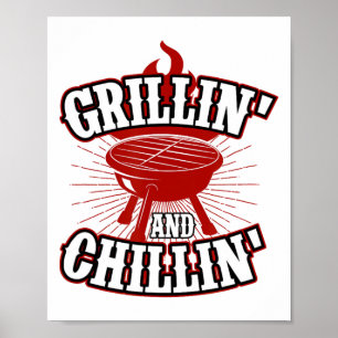 Grillin en Chillin - 4 juli Hamburger Grilli Poster