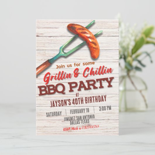 Grillin en Chillin - Barbeque Kaart (Staand voorkant)