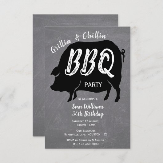 Grillin' En Chillin' BBQ Verjaardagsfeest Kaart (Voorkant / Achterkant)