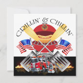 Grillin' en Chillin' Fire Dept Cookout Uitnodiging (Voorkant)