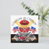 Grillin' en Chillin' Fire Dept Cookout Uitnodiging (Staand voorkant)