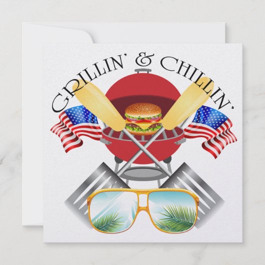 Grillin' en Chillin' Patriotic Kaart (Voorkant)