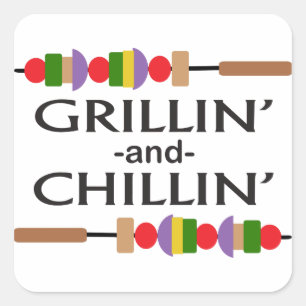Grillin en Chillin Vierkante Sticker