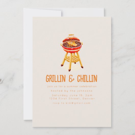 Grillin en Chilling Zomer Backyard BBQ Kaart (Voorkant)