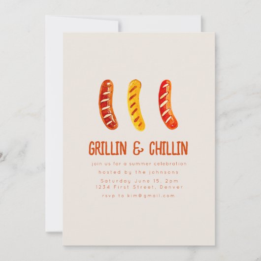 Grillin en Chilling Zomer Backyard BBQ Kaart (Voorkant)