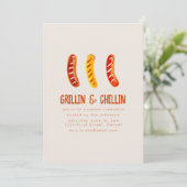 Grillin en Chilling Zomer Backyard BBQ Kaart (Staand voorkant)
